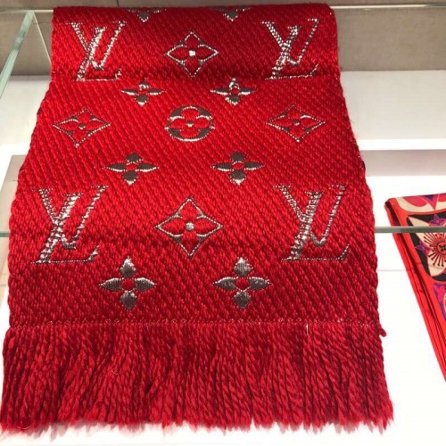 LOUIS VUITTON Wool Silk Logomania Scarf Lvs44467